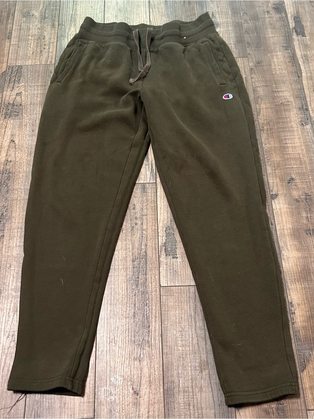 Champion Sweatpants Mens Medium Olive Green Fleece Lined Drawstring Waist Winter